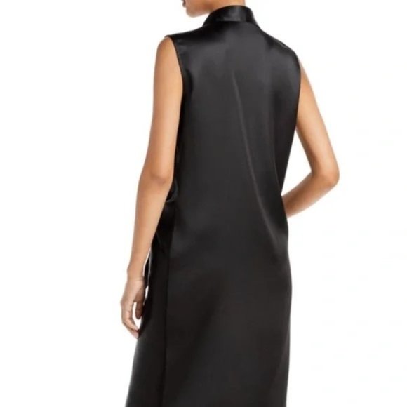AQUA Tie Waist Black MIDI Dress in Black NWT - Picture 2 of 4
